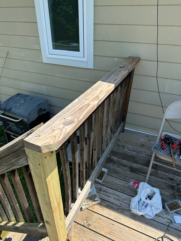 Repaired and renovated deck after restoration