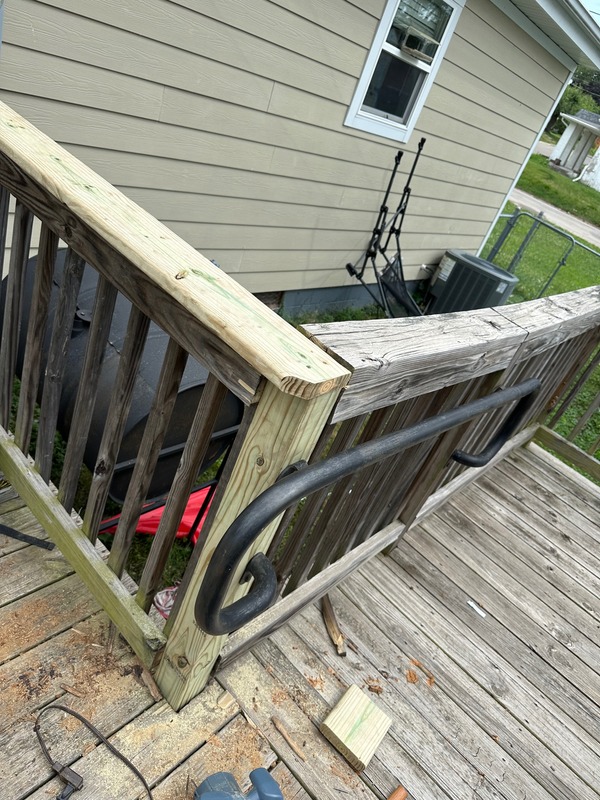 Wheelchair ramp with new railing and supports
